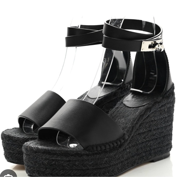 Hermes Black Espadrille Wedges Authentic - Picture 8 of 8